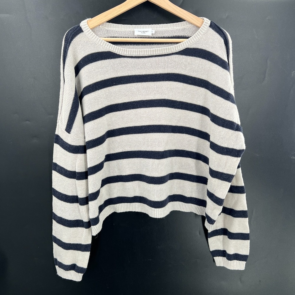 The Reset R‎ Label navy white striped coastal grandma quiet luxury nautical XL
